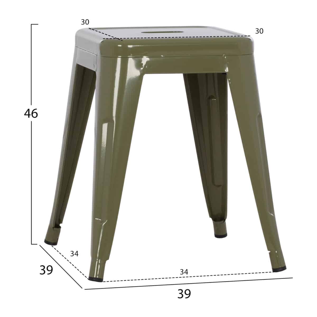 ΣΚΑΜΠΟ ΜΕΤΑΛΛΙΚΟ MELITA HM0096.43 ΣΕ DARK OLIVE ΧΡΩΜΑ 37x37x45Υεκ. - Image 2