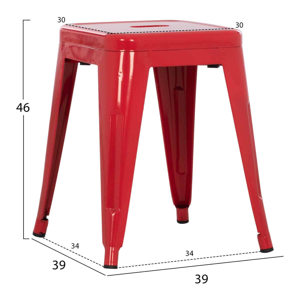 ΣΚΑΜΠΟ ΜΕΤΑΛΛΙΚΟ MELITA HM0096.44 ΣΕ ΚΟΚΚΙΝΟ ΧΡΩΜΑ 37x37x45Υεκ. - Image 2