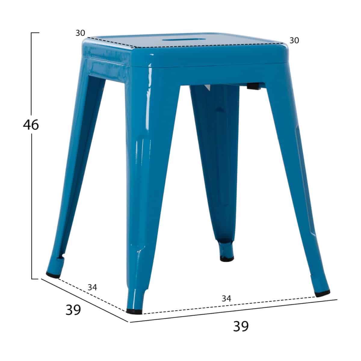 ΣΚΑΜΠΟ ΜΕΤΑΛΛΙΚΟ MELITA HM0096.48 ΣΕ ΜΠΛΕ ΧΡΩΜΑ 37x37x45Υεκ. - Image 2