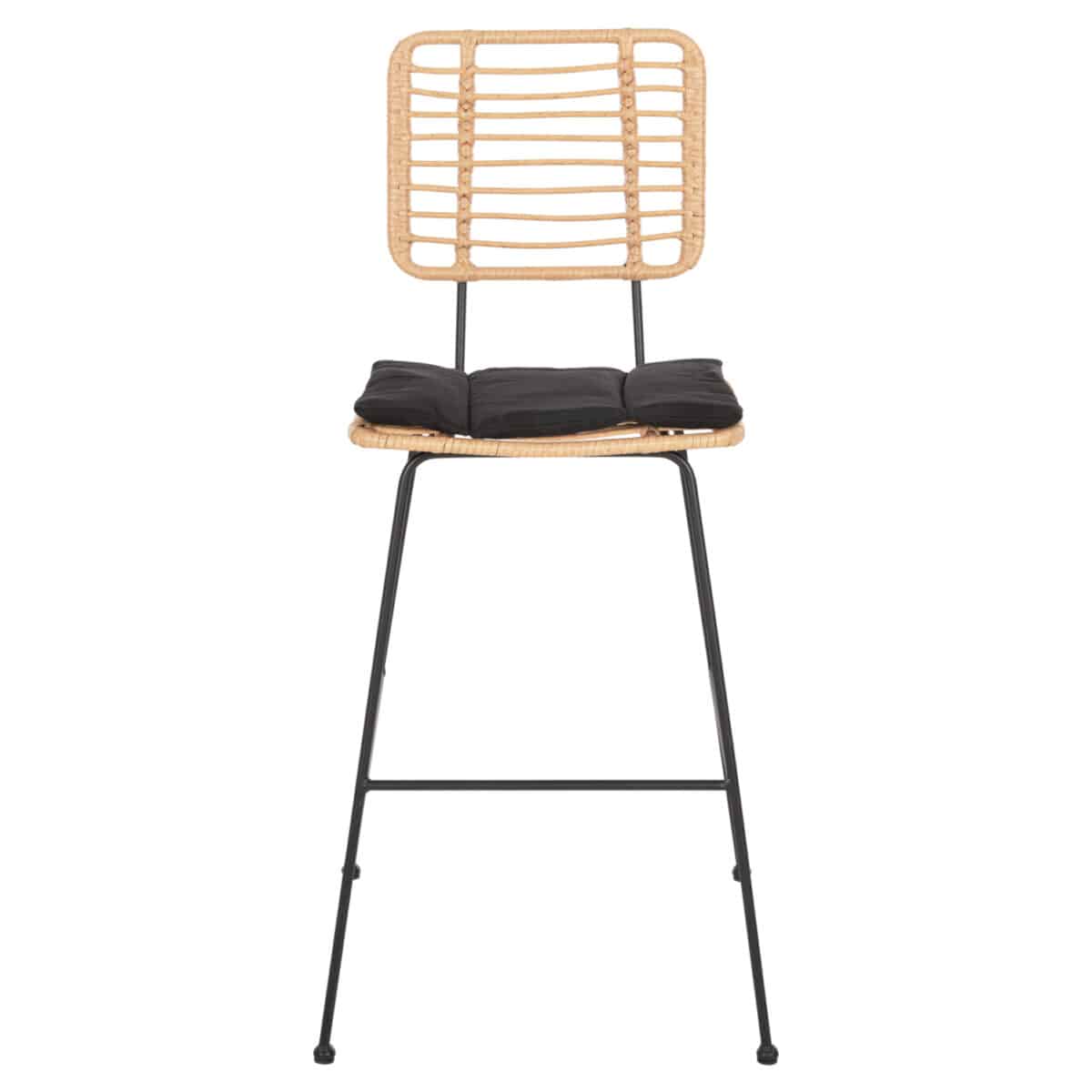 ΣΚΑΜΠΟ ΜΠΑΡ ALLEGRA HM5455.11 ΜΕΤΑΛΛΟ&ΜΑΞΙΛΑΡΙ ΜΑΥΡΟ-WICKER ΜΠΕΖ 56x59x116,5Υεκ. - Image 3