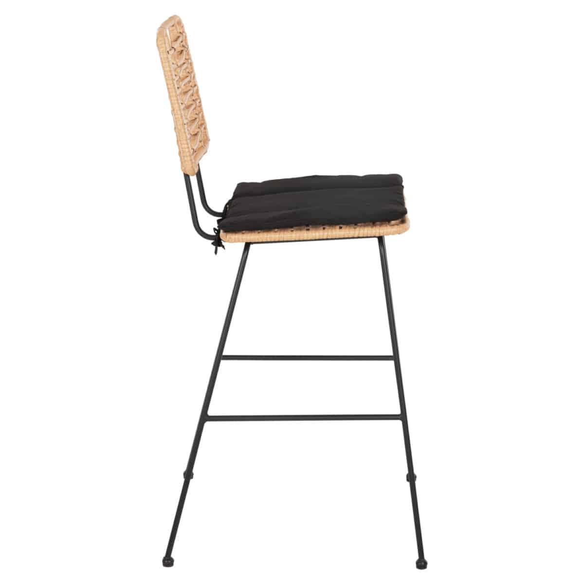 ΣΚΑΜΠΟ ΜΠΑΡ ALLEGRA HM5455.11 ΜΕΤΑΛΛΟ&ΜΑΞΙΛΑΡΙ ΜΑΥΡΟ-WICKER ΜΠΕΖ 56x59x116,5Υεκ. - Image 4