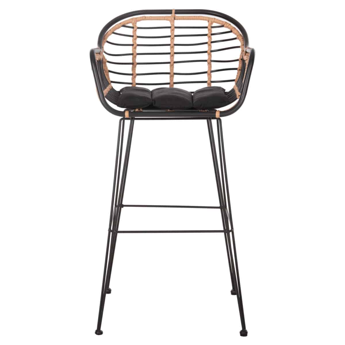 ΣΚΑΜΠΟ ΜΠΑΡ ALLEGRA HM5690.11 ΜΕΤΑΛΛΟ&ΜΑΞΙΛΑΡΙ ΜΑΥΡΟ-WICKER ΜΠΕΖ 55x54x108Υεκ. - Image 3