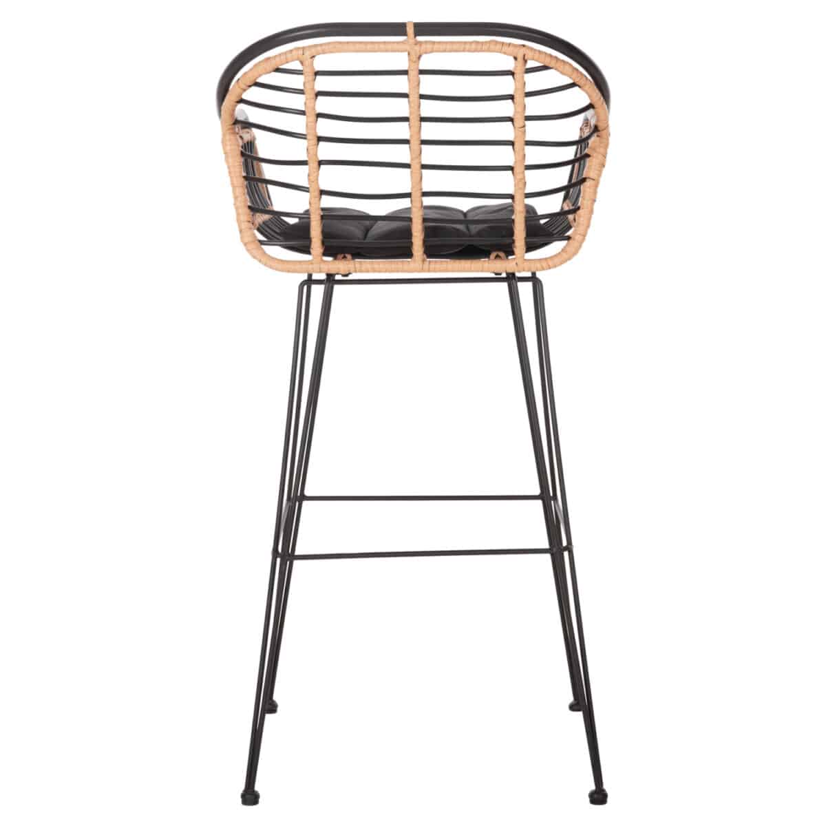 ΣΚΑΜΠΟ ΜΠΑΡ ALLEGRA HM5690.11 ΜΕΤΑΛΛΟ&ΜΑΞΙΛΑΡΙ ΜΑΥΡΟ-WICKER ΜΠΕΖ 55x54x108Υεκ. - Image 6