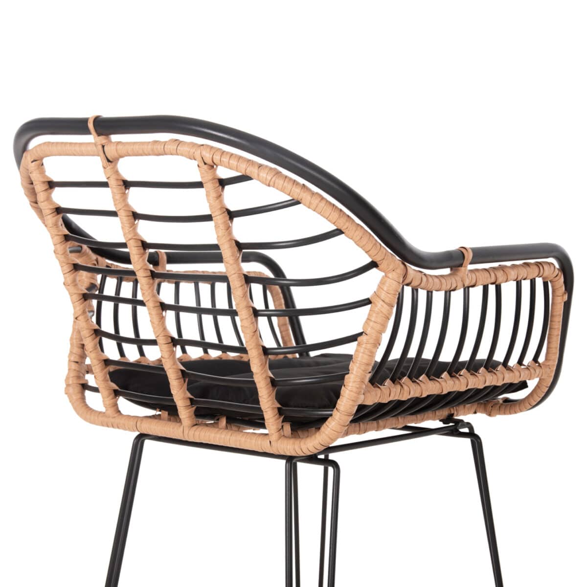 ΣΚΑΜΠΟ ΜΠΑΡ ALLEGRA HM5690.11 ΜΕΤΑΛΛΟ&ΜΑΞΙΛΑΡΙ ΜΑΥΡΟ-WICKER ΜΠΕΖ 55x54x108Υεκ. - Image 9