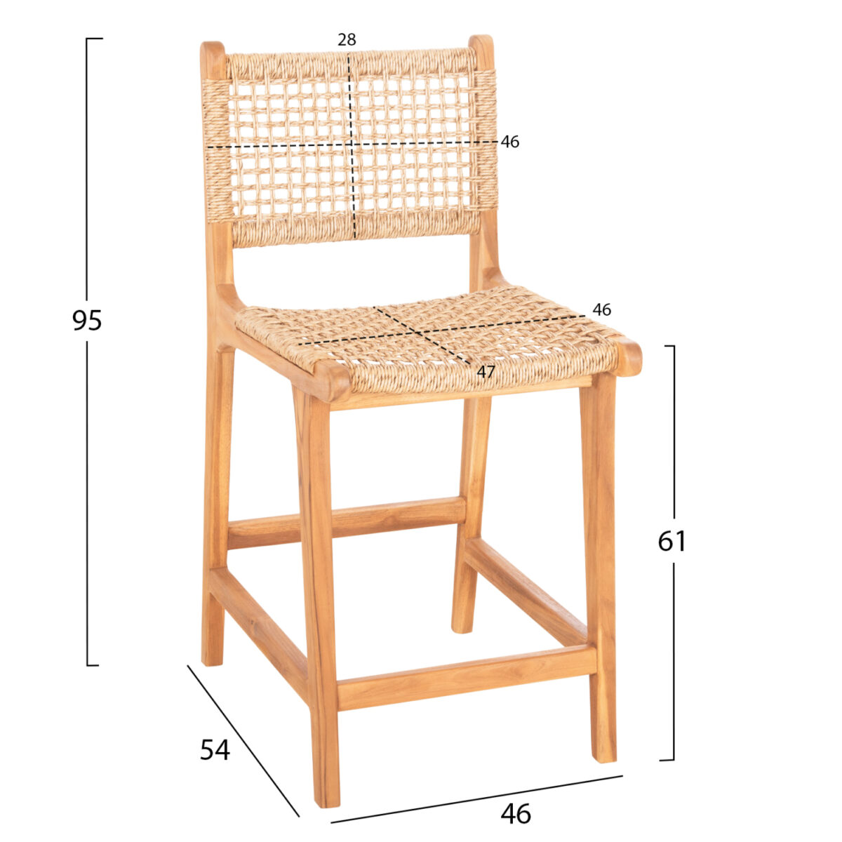 ΣΚΑΜΠΟ ΜΠΑΡ ΜΕ ΠΛΑΤΗ NESHA HM9381.11 ΞΥΛΟ ΤΕΑΚ & ΣΧΟΙΝΙ VIRO VIRO 46x48,5x96Υεκ. - Image 2