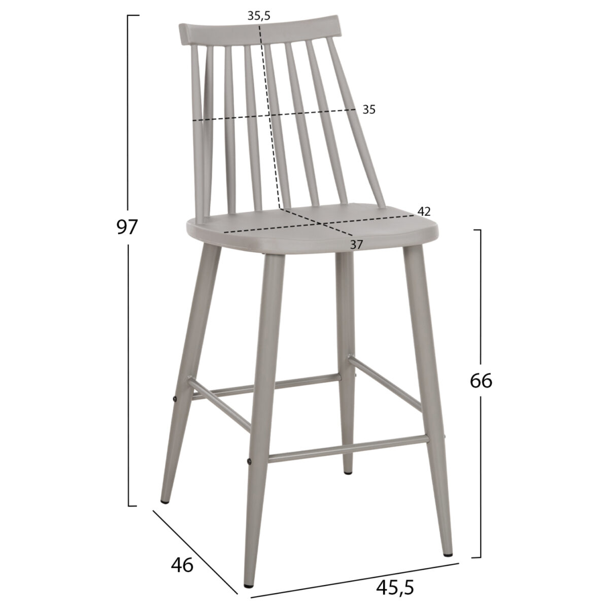 ΣΚΑΜΠΟ ΜΠΑΡ ΜΕΣ. ΥΨΟΥΣ VANESSA HM9300.20 ΠΟΛΥΠΡΟΠΥΛΕΝΙΟ & ΜΕΤΑΛΛΟ-ΓΚΡΙ 45,5x46x97Υεκ - Image 2