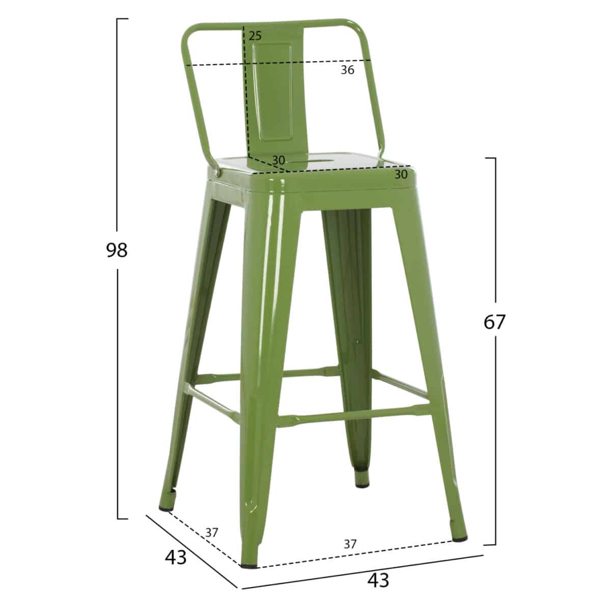 ΣΚΑΜΠΟ ΜΠΑΡ ΜΕΣΑΙΟΥ ΥΨΟΥΣ ΜΕΤΑΛΛΙΚΟ MELITA-PRO HM8574.53 LIGHT OLIVE GREEN 43x43x88Υεκ. - Image 2