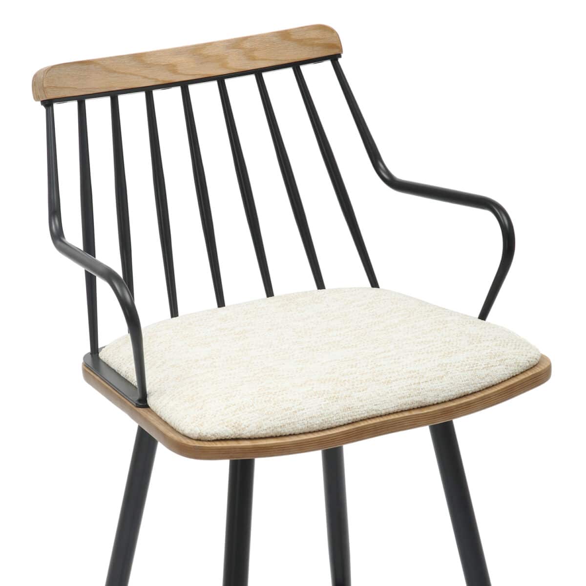 ΣΚΑΜΠΟ ΜΠΑΡ ΜΕΣ.ΥΨΟΥΣ JUDI HM9985.02 ΜΑΥΡΟ ΜΕΤΑΛΛΟ-ΕΚΡΟΥ ΥΦΑΣΜΑ 48x52x92Υεκ - Image 7