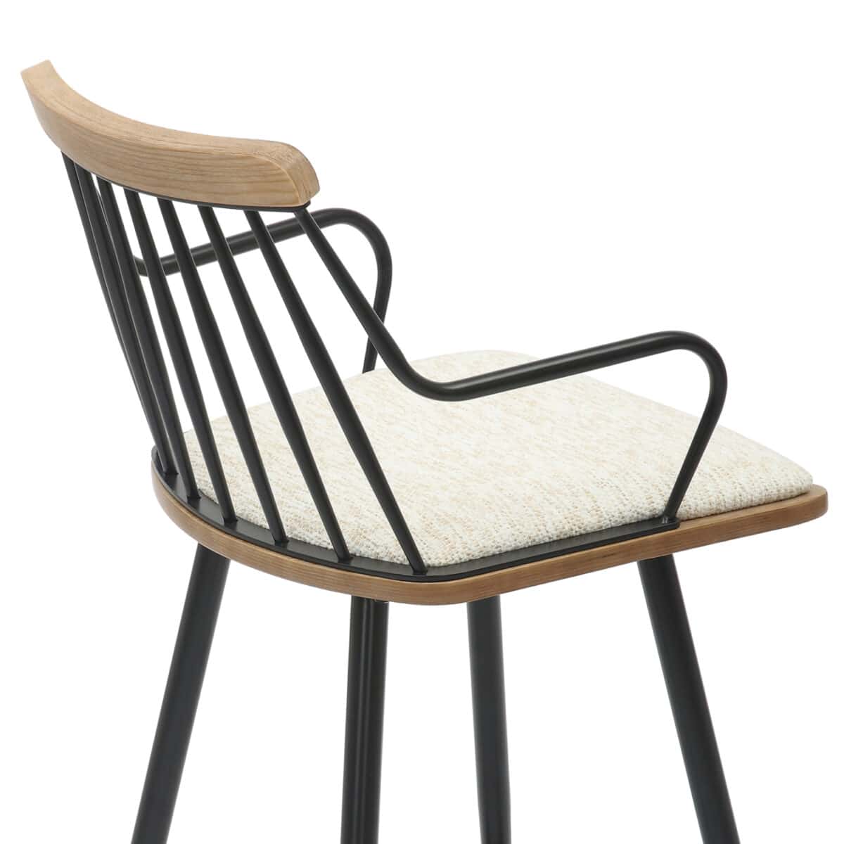 ΣΚΑΜΠΟ ΜΠΑΡ ΜΕΣ.ΥΨΟΥΣ JUDI HM9985.02 ΜΑΥΡΟ ΜΕΤΑΛΛΟ-ΕΚΡΟΥ ΥΦΑΣΜΑ 48x52x92Υεκ - Image 9