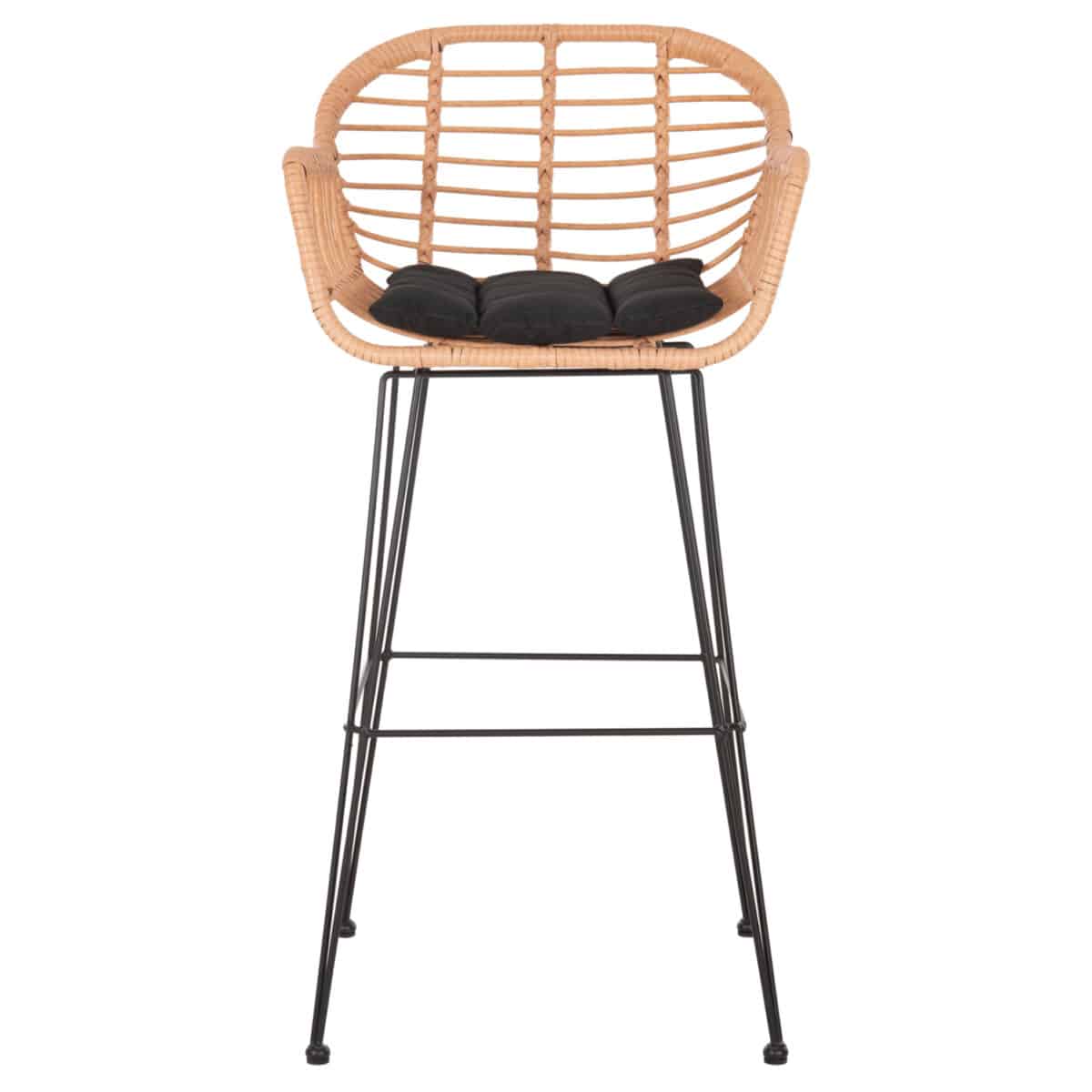 ΣΚΑΜΠΟ ΜΠΑΡ ΨΗΛΟ ALLEGRA HM5640.11 ΜΠΕΖ P.E. RATTAN-ΜΑΥΡΟ ΜΕΤΑΛΛΟ 54x55x108Υεκ. - Image 3