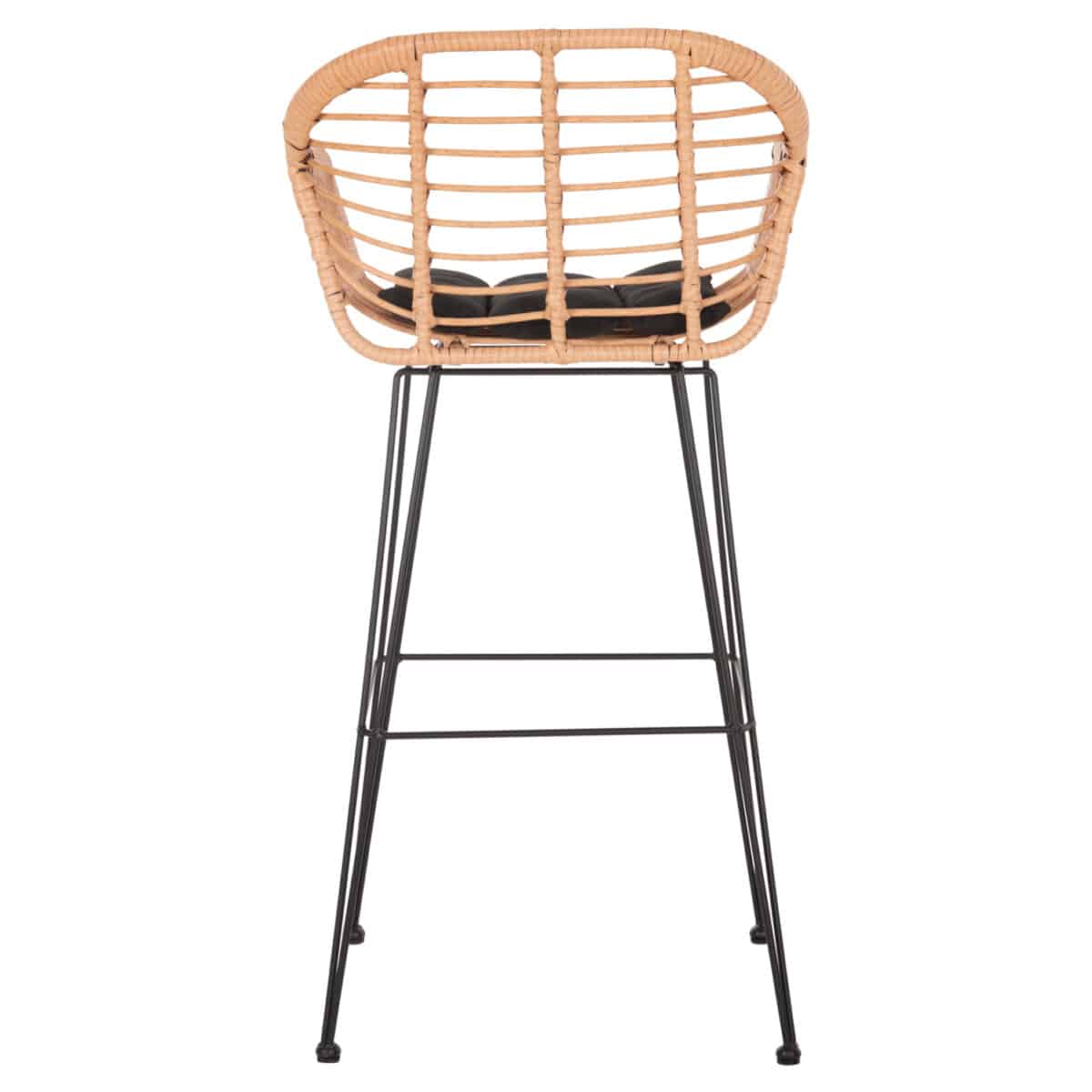 ΣΚΑΜΠΟ ΜΠΑΡ ΨΗΛΟ ALLEGRA HM5640.11 ΜΠΕΖ P.E. RATTAN-ΜΑΥΡΟ ΜΕΤΑΛΛΟ 54x55x108Υεκ. - Image 6