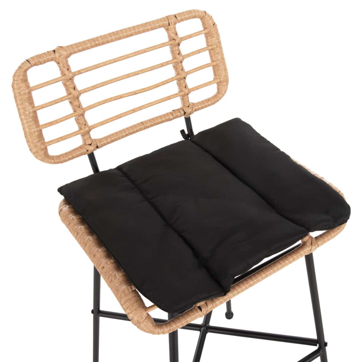 ΣΚΑΜΠΟ ΜΠΑΡ ΨΗΛΟ ALLEGRA HM5708.11 ΜΕΤΑΛΛΟ&ΜΑΞΙΛΑΡΙ ΜΑΥΡΟ-WICKER ΜΠΕΖ 48x49x99,5Υεκ. - Image 8