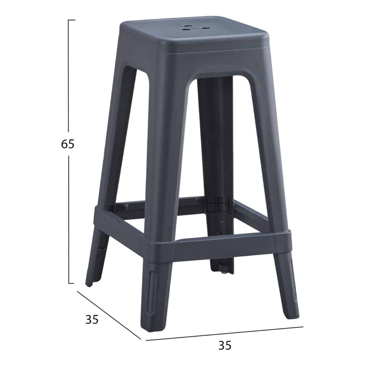 ΣΚΑΜΠΟ ΠΟΛΥΠΡΟΠΥΛΕΝΙΟΥ ΤΕΤΡΑΓΩΝΟ ZEB HM6128.03 ΓΚΡΙ 35x35x65Υεκ. - Image 2