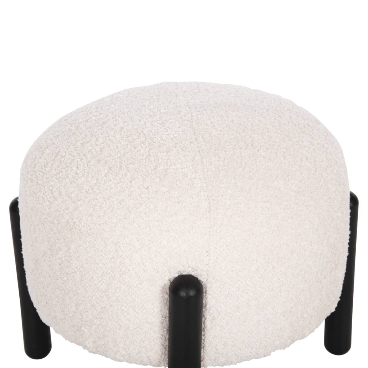 ΣΚΑΜΠΟ EWAN ΣΤΡΟΓΓΥΛΟ HM9596.06 ΕΚΡΟΥ ΜΠΟΥΚΛΕ ΥΦΑΣΜΑ-ΜΑΥΡΑ ΜΕΤΑΛΛΙΚΑ ΠΟΔΙΑ Φ45x36Υεκ. - Image 4