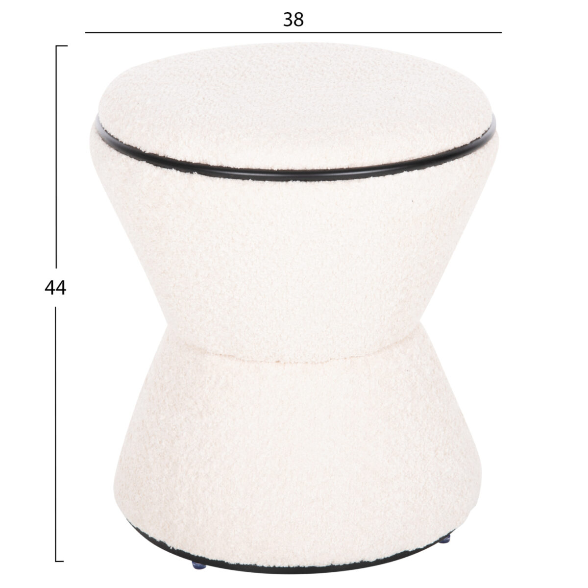 ΣΚΑΜΠΟ ΣΤΡΟΓΓΥΛΟ LINNER HM9604.06 ΜΠΟΥΚΛΕ ΥΦΑΣΜΑ ΕΚΡΟΥ-ΜΑΥΡΗ ΛΕΠΤΟΜΕΡΕΙΑ Φ38x44 εκ. - Image 2