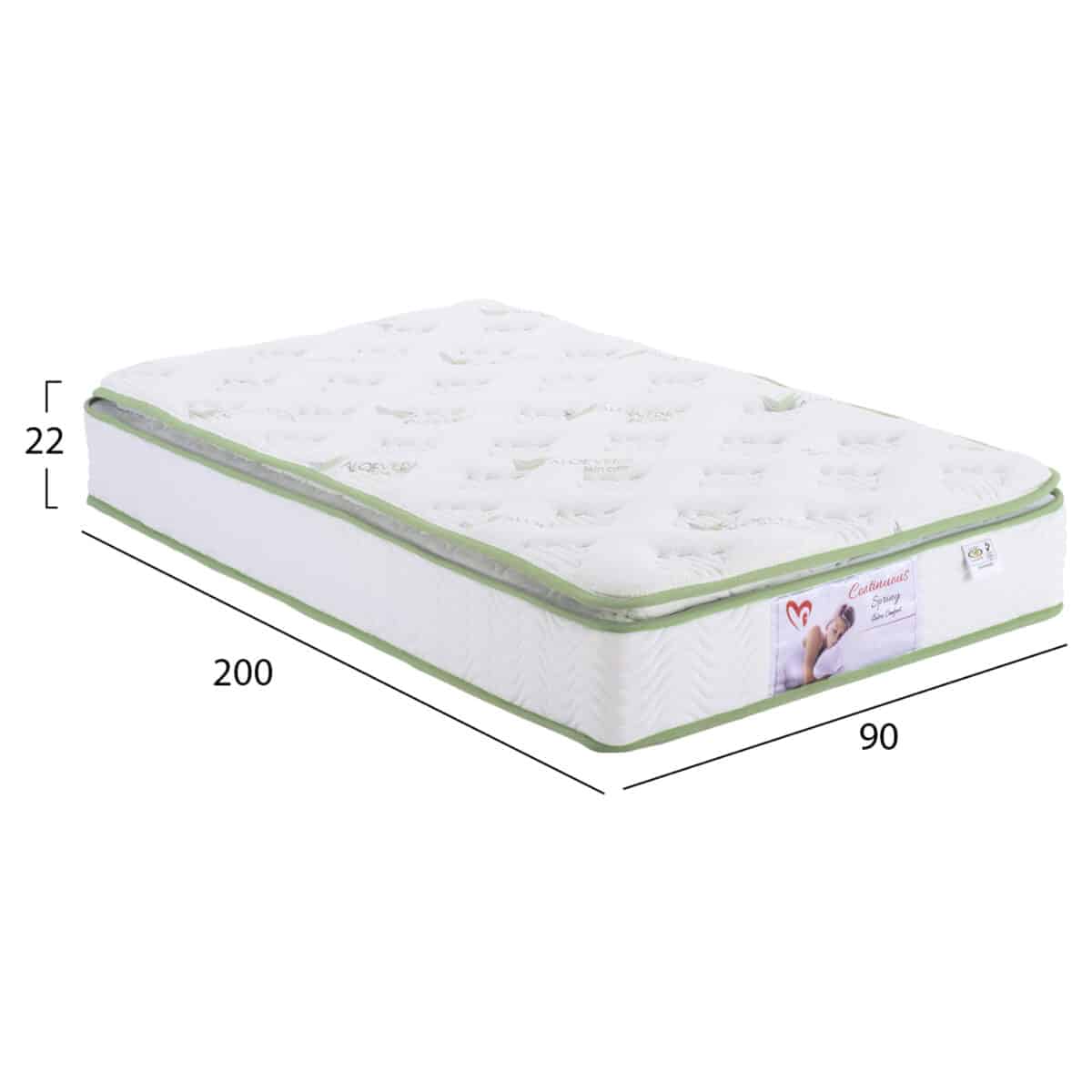 ΣΤΡΩΜΑ CONTINUOUS SPRING ΜΕ ΑΝΩΣΤΡΩΜΑ ALOE VERA 90X200 HM372.20 ΜΟΝΗΣ ΟΨΗΣ - Image 2