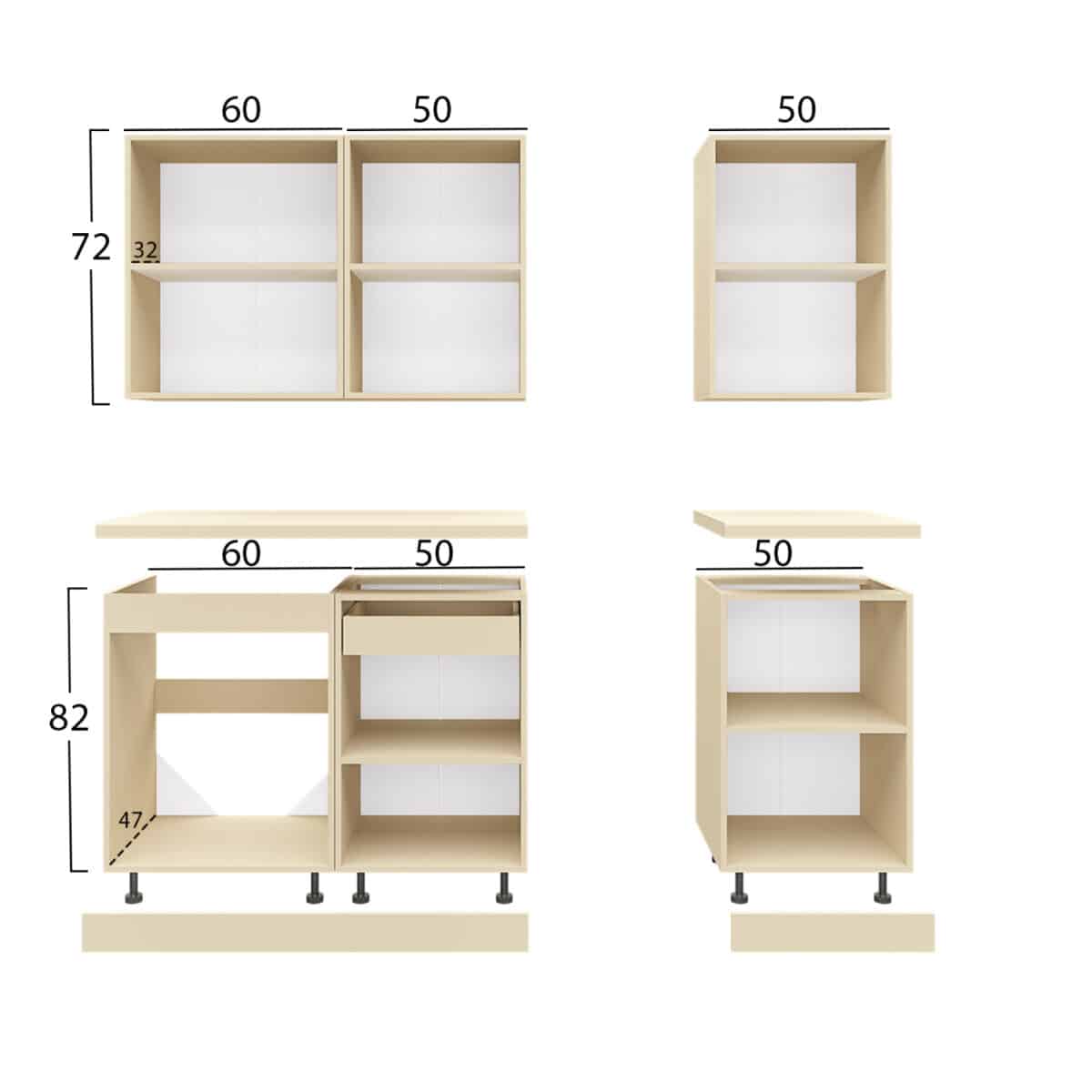 ΣΥΝΘΕΣΗ ΚΟΥΖΙΝΑΣ ΜΕΛΑΜΙΝΗ ΓΚΡΙ ΑΝΘΡΑΚΙ ΛΕΥΚΟ HPL 160x47x84,8Υεκ.HM2468.01 - Image 2