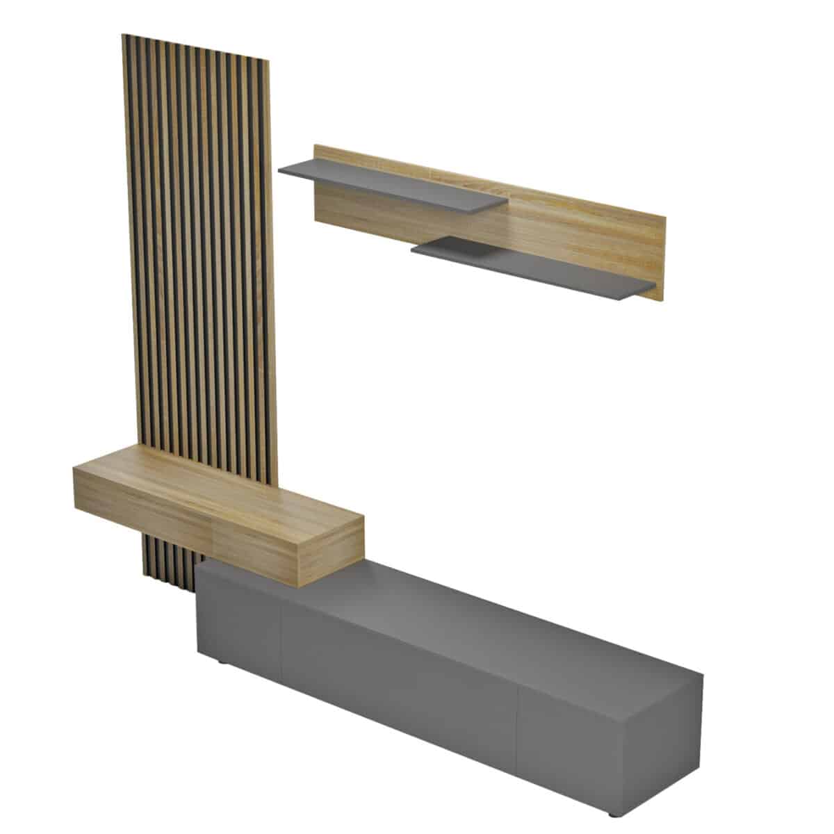 ΣΥΝΘΕΣΗ ΤΗΛΕΟΡΑΣΗΣ DORT HM18076.02 ΜΕΛΑΜΙΝΗ ΣΕ ΣΟΝΑΜΑ-ΣΚΟΥΡΟ ΓΚΡΙ 249.5x42.2x199.5Υεκ - Image 4