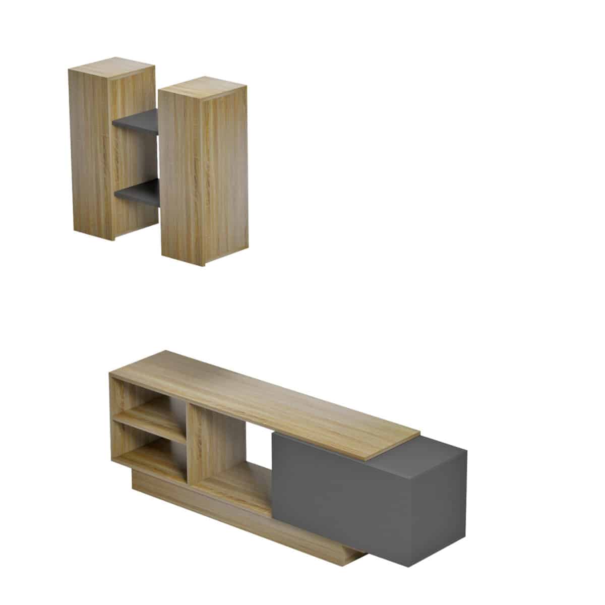 ΣΥΝΘΕΣΗ ΤΗΛΕΟΡΑΣΗΣ TYSON HM18081 ΜΕΛΑΜΙΝΗ ΣΟΝΑΜΑ-ΓΚΡΙ 140x31.5x43.5Υεκ. - Image 4