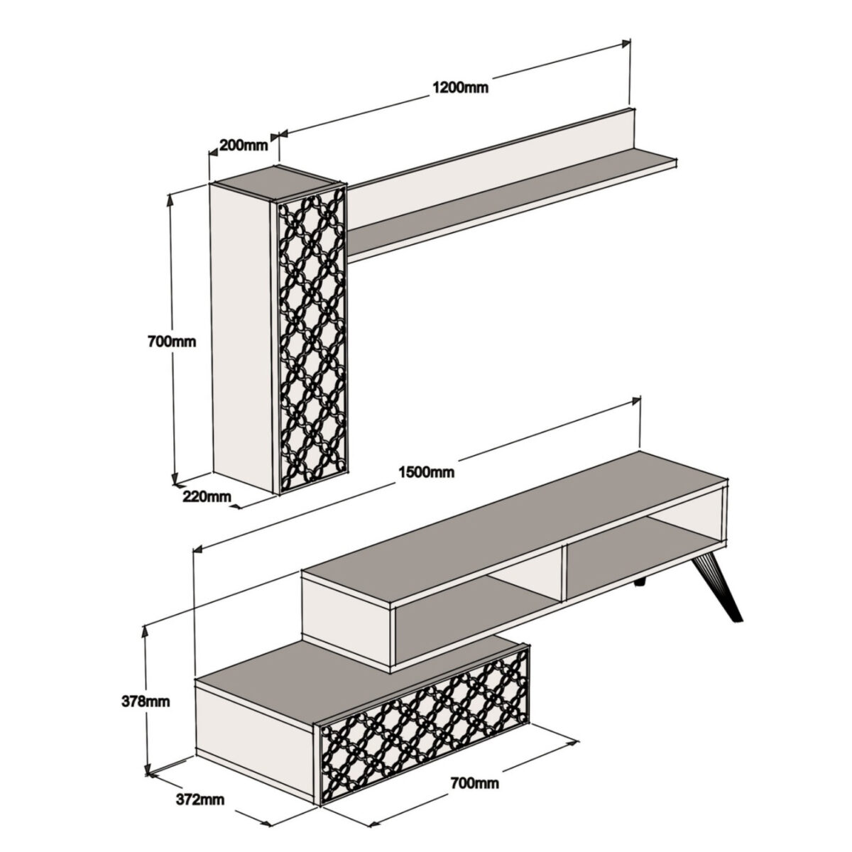 ΣΥΝΘΕΣΗ ΤΗΛΕΟΡΑΣΗΣ ΜΕΛΑΜΙΝΗ ΣΕ ΚΑΡΥΔΙ ΜΕ ΛΕΥΚΟ 150x37.2x37.8Υεκ  HM9518.04 - Image 2