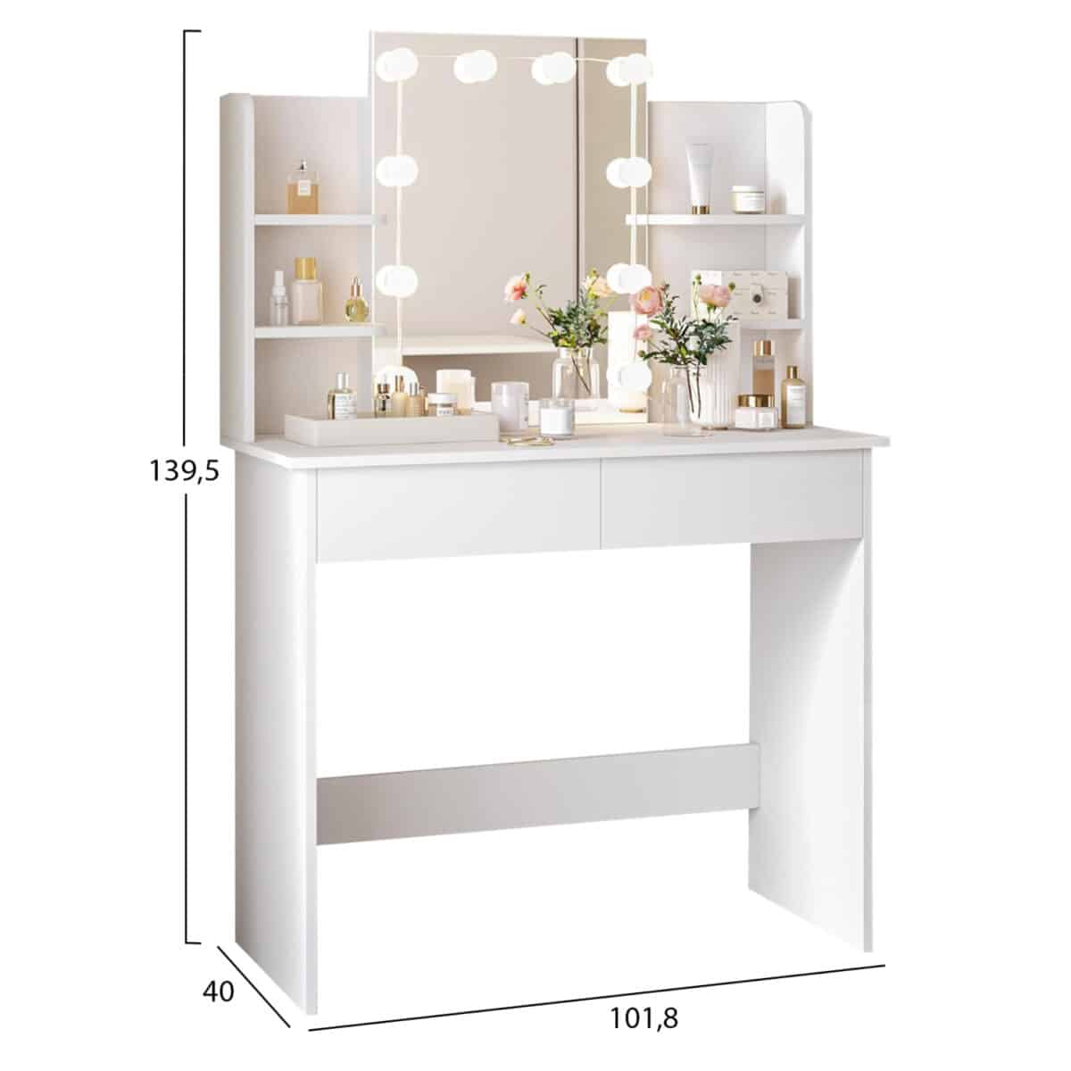 ΤΟΥΑΛΕΤΑ ΜΕ ΦΩΤΙΣΜΟ LED-ΡΑΦΙΑ-ΣΥΡΤΑΡΙΑ LAURYN HM2502.03 ΛΕΥΚΟ 108x40x140Υεκ - Image 3