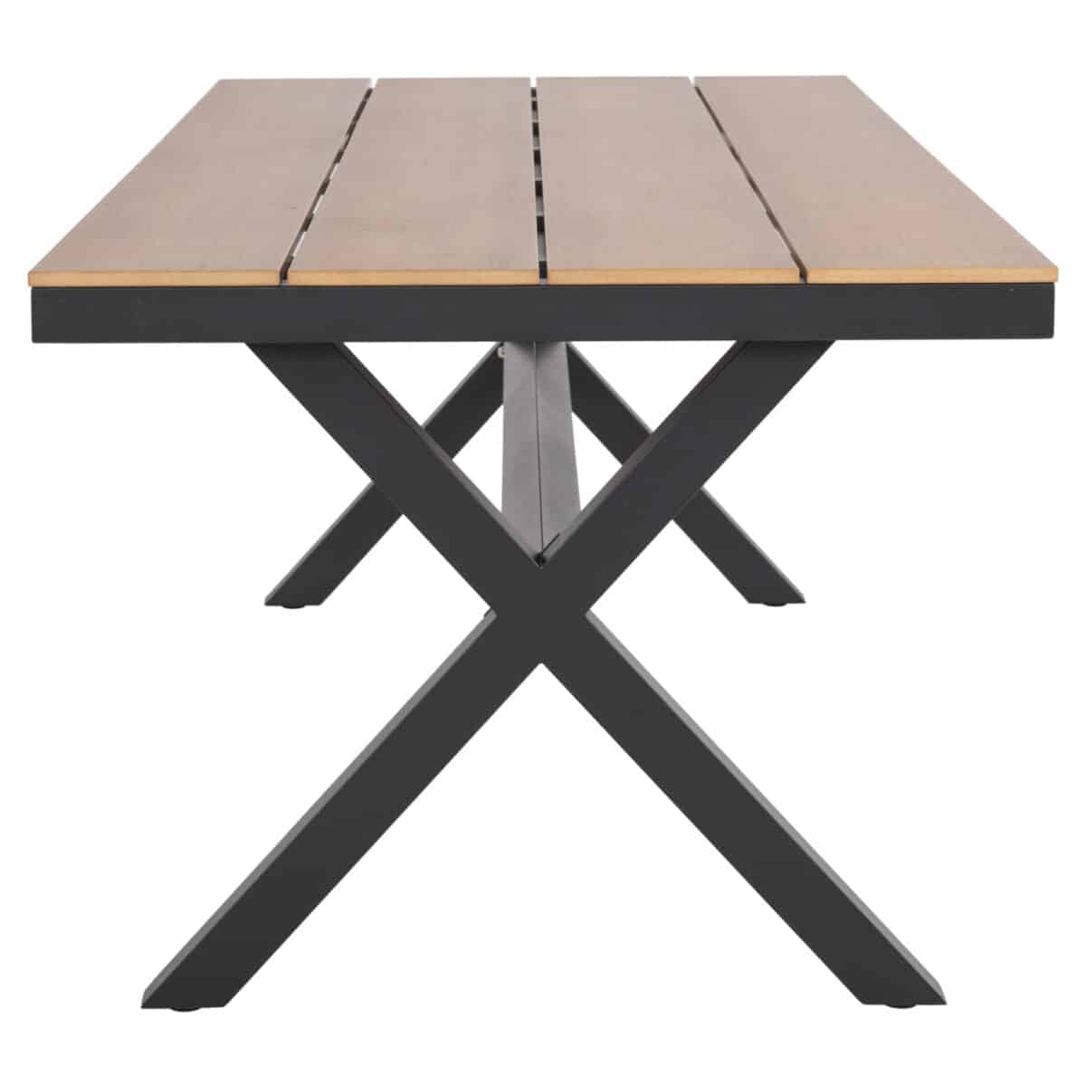 ΤΡΑΠΕΖΙ ΑΛΟΥΜΙΝΙΟΥ ΟΡΘΟΓΩΝΙΟ TAWNEE HM6039.01 ΑΝΘΡΑΚΙ-POLYWOOD ΦΥΣΙΚΟ 219,5x89,5x73Υ - Image 5