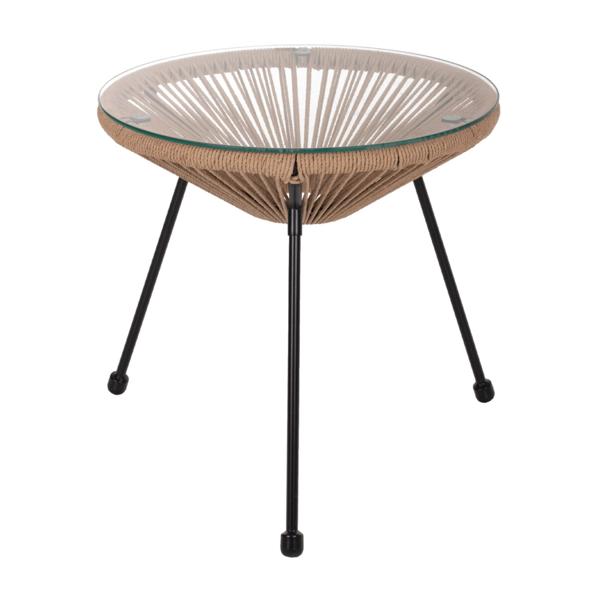 ΤΡΑΠΕΖΙ ΒΟΗΘΗΤΙΚΟ ALLEGRA ΜΑΥΡΟ ΜΕΤΑΛΛΟ ME TWISTED WICKER ΦΥΣΙΚΟ HM5873.01 Φ47Χ45Υεκ.