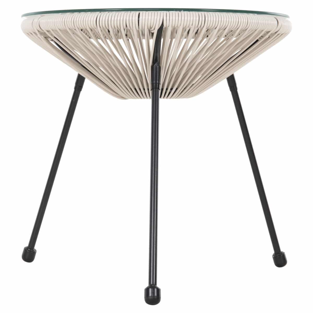 ΤΡΑΠΕΖΙ ΒΟΗΘΗΤΙΚΟ ALLEGRA HM5874.03 ΜΕΤΑΛΛΟ ΜΑΥΡΟ-ΣΥΝΘ. RATTAN ΜΠΕΖ Φ47x45Yεκ. - Image 3