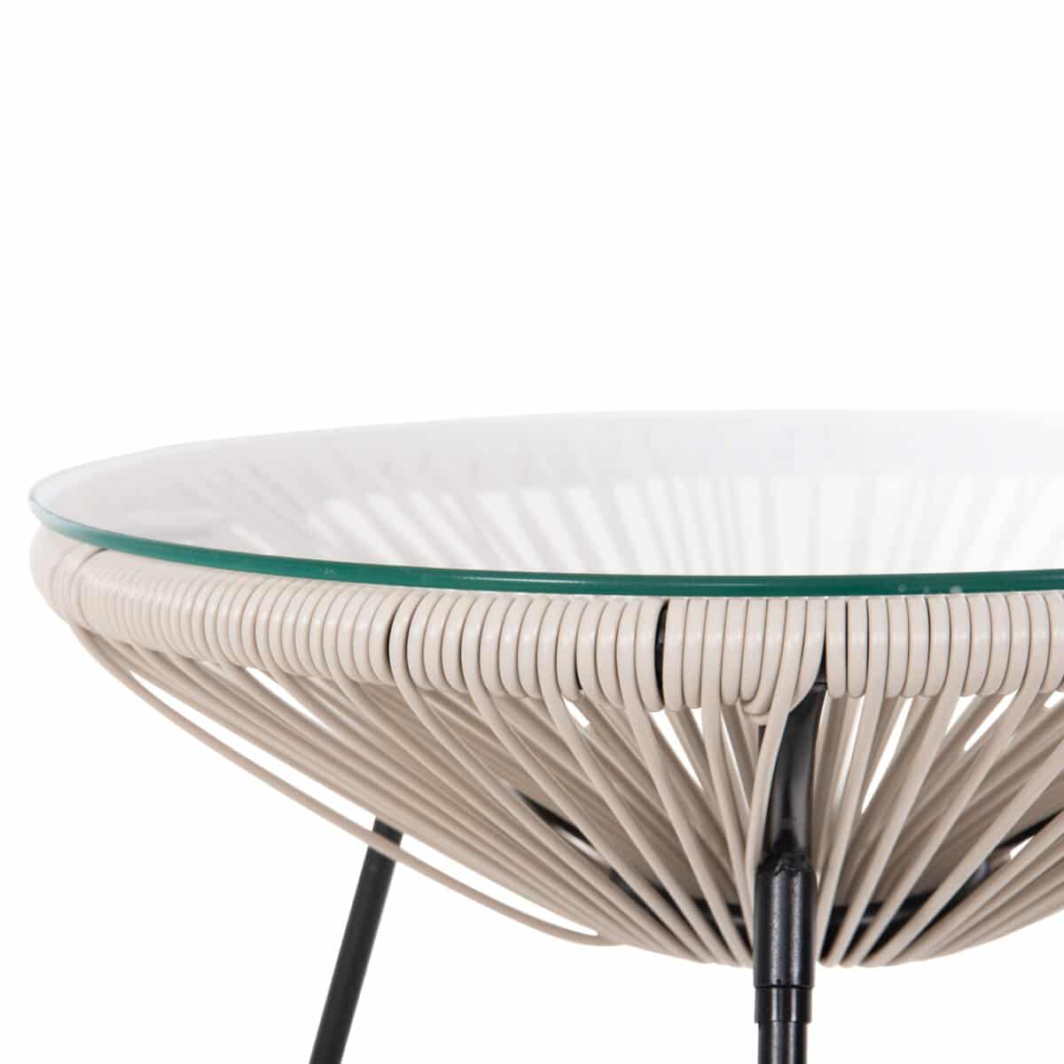 ΤΡΑΠΕΖΙ ΒΟΗΘΗΤΙΚΟ ALLEGRA HM5874.03 ΜΕΤΑΛΛΟ ΜΑΥΡΟ-ΣΥΝΘ. RATTAN ΜΠΕΖ Φ47x45Yεκ. - Image 5