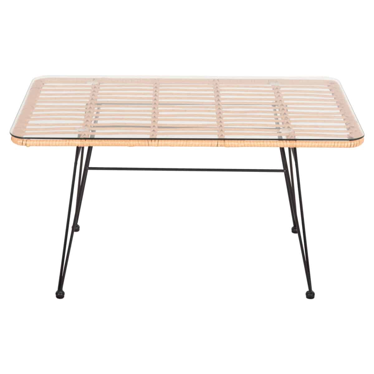 ΤΡΑΠΕΖΙ ΕΞ.ΧΩΡΟΥ ΧΑΜΗΛΟ ALLEGRA HM6076 ΜΑΥΡΟ ΜΕΤΑΛΛΟ-ΜΠΕΖ WICKER 95X55X51.5Yεκ. - Image 3