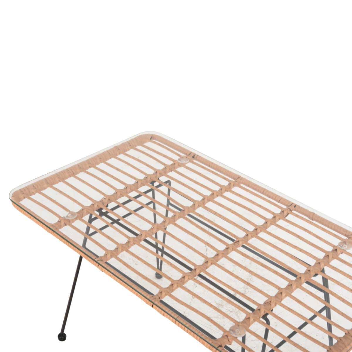 ΤΡΑΠΕΖΙ ΕΞ.ΧΩΡΟΥ ΧΑΜΗΛΟ ALLEGRA HM6076 ΜΑΥΡΟ ΜΕΤΑΛΛΟ-ΜΠΕΖ WICKER 95X55X51.5Yεκ. - Image 5