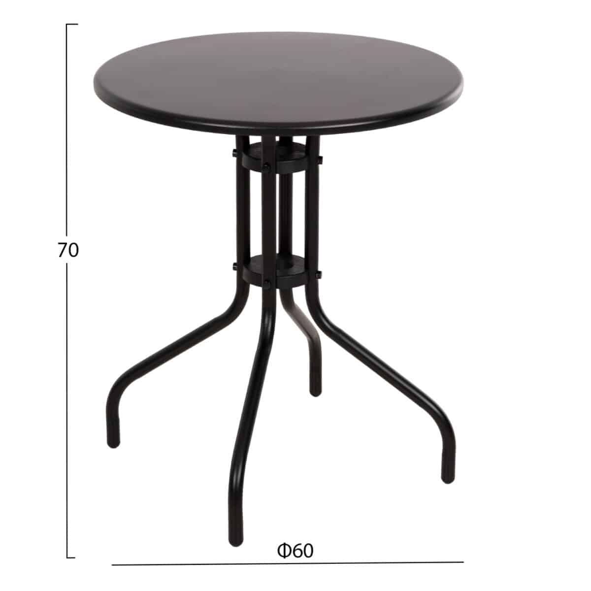 ΤΡΑΠΕΖΙ ΕΞ.ΧΩΡΟΥ ΣΤΡΟΓΓΥΛΟ LINO HM5973.03 ΜΕΤΑΛΛΙΚΟ ΜΑΥΡΟ Φ60x70Υεκ. - Image 2