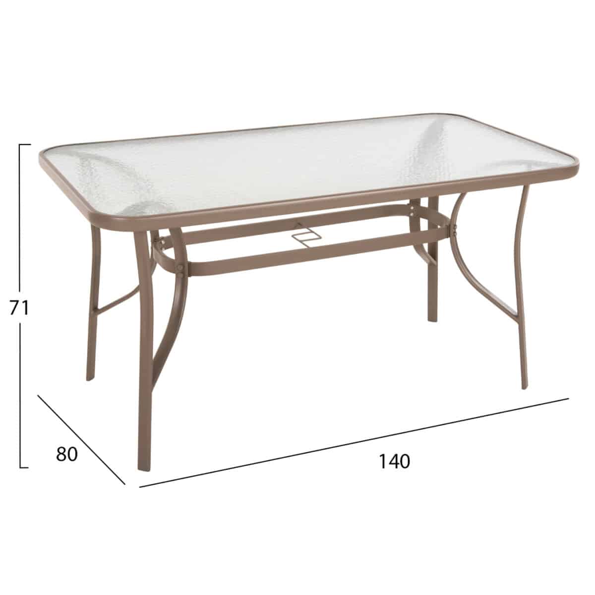 ΤΡΑΠΕΖΙ BRUNO HM5106.04 ΣΑΜΠΑΝΙ ΜΕΤΑΛΛΙΚΟ ΜΕ ΓΥΑΛΙΝΗ ΕΠΙΦΑΝΕΙΑ 140Χ80Χ71Υεκ - Image 2