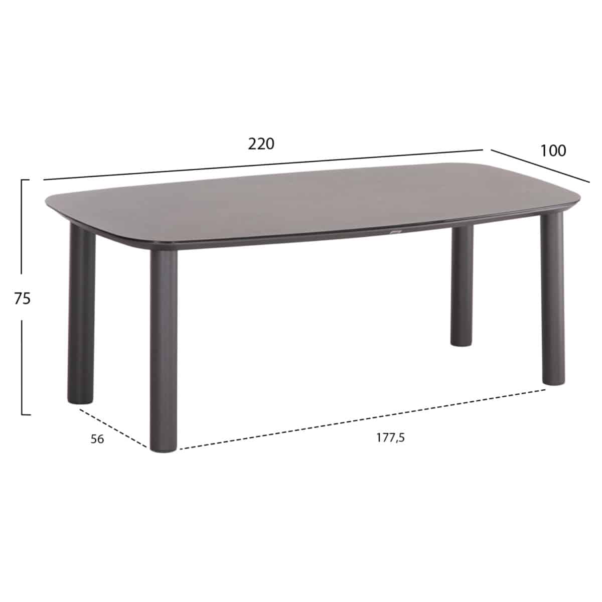 ΤΡΑΠΕΖΙ DOSUN HM6202.01 ΓΚΡΙ ΑΛΟΥΜΙΝΙΟ-3D PRINT ΓΥΑΛΙ-ΚΕΡΑΜΙΚΟ LOOK 220x100x75Υεκ - Image 2