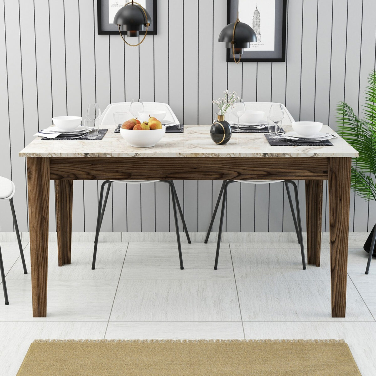 trapezi-fb9950703-melamini-karydi-leyko-3 ΤΡΑΠΕΖΙ STANDARD HM9507.03 ΜΕΛΑΜΙΝΗ ΚΑΡΥΔΙ-ΛΕΥΚΟ ΜΑΡΜΑΡΟ ΜΕ ΑΠΟΘ.ΧΩΡΟ 145x88x75Yεκ. - Image 4