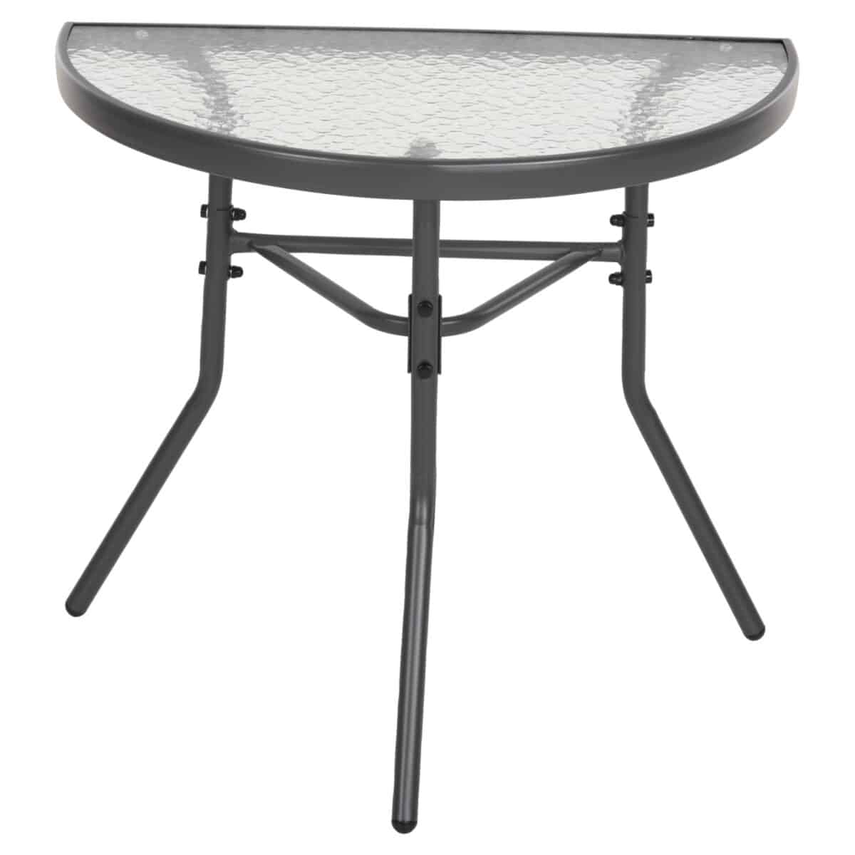 ΤΡΑΠΕΖΙ ΗΜΙΚΥΚΛΙΚΟ LIMA HM5967.01 ΜΕΤΑΛΛΙΚΟ ΓΚΡΙ ΜΕ ΓΥΑΛΙΝΟ TOP 70x40x64,5Υεκ. - Image 5