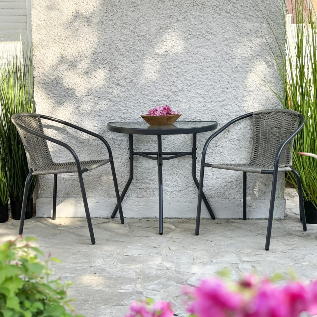 ΤΡΑΠΕΖΙ ΗΜΙΚΥΚΛΙΚΟ LIMA HM5967.02 ΜΕΤΑΛΛΙΚΟ ΚΑΦΕ ΜΕ ΓΥΑΛΙΝΟ TOP 70x40x64,5Υεκ. - Image 2