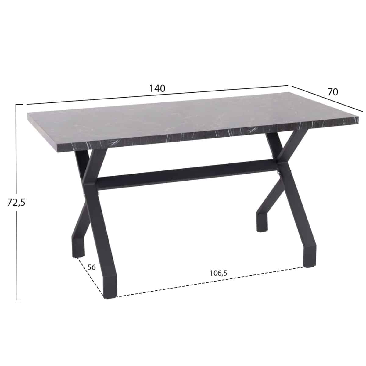 trapezi-koyzinas-fb91822102-melamini-may-1 ΤΡΑΠΕΖΙ ΚΟΥΖΙΝΑΣ LANA HM18221.02 ΜΕΛΑΜΙΝΗ ΜΑΥΡΟ ΜΑΡΜΑΡΟ-ΜΑΥΡΑ ΜΕΤΑΛ.ΠΟΔΙΑ 140x70x72.5Υεκ - Image 2