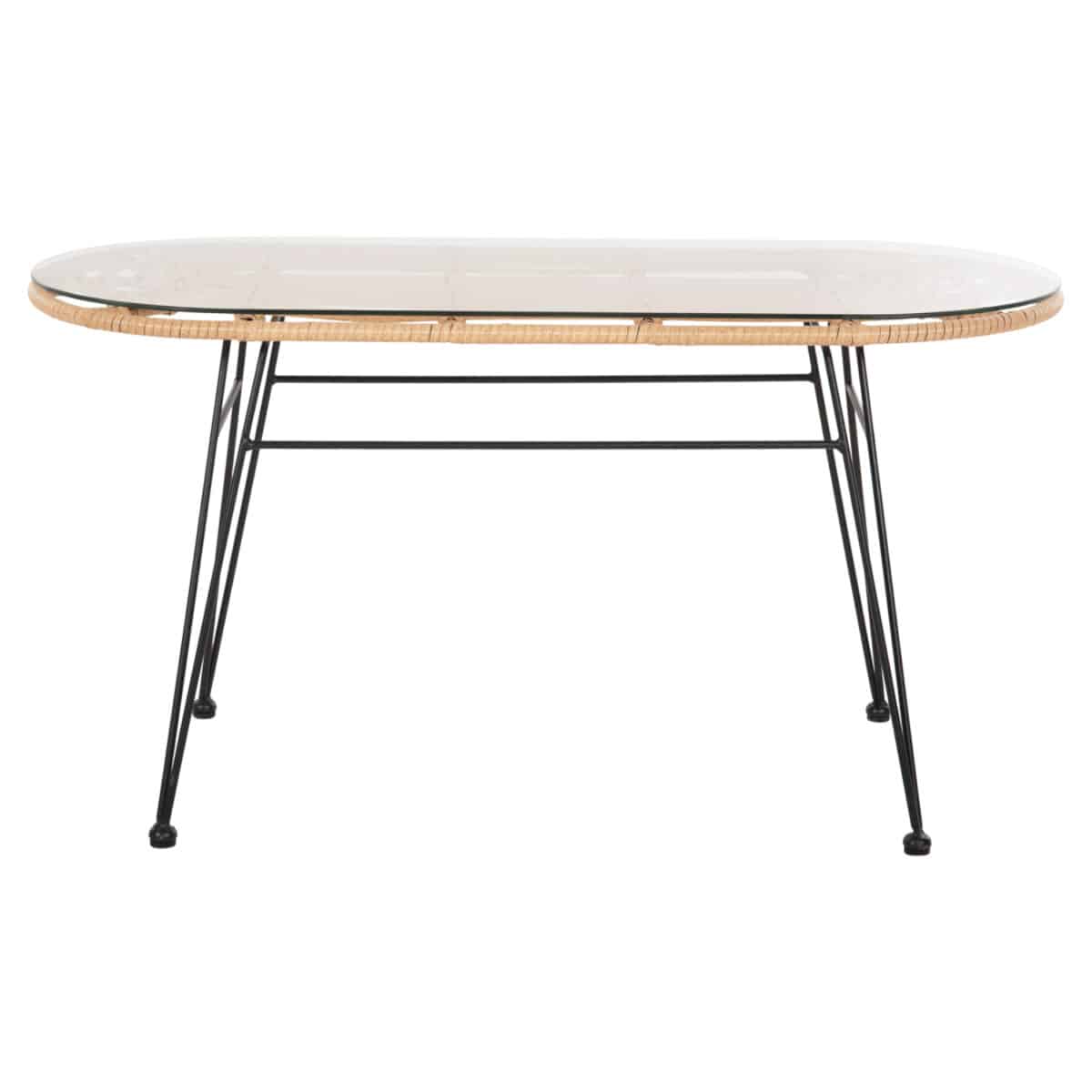 ΤΡΑΠΕΖΙ ΟΒΑΛ ΧΑΜΗΛΟ ALLEGRA HM5695.11 ΜΠΕΖ WICKER-ΜΑΥΡΟ ΜΕΤΑΛΛΟ 100x45x51,5Υεκ. - Image 3