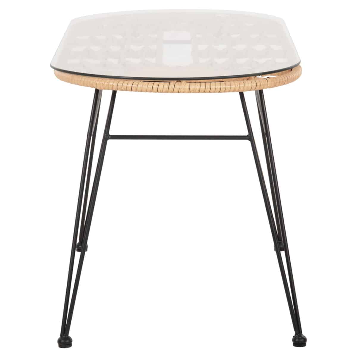 ΤΡΑΠΕΖΙ ΟΒΑΛ ΧΑΜΗΛΟ ALLEGRA HM5695.11 ΜΠΕΖ WICKER-ΜΑΥΡΟ ΜΕΤΑΛΛΟ 100x45x51,5Υεκ. - Image 4