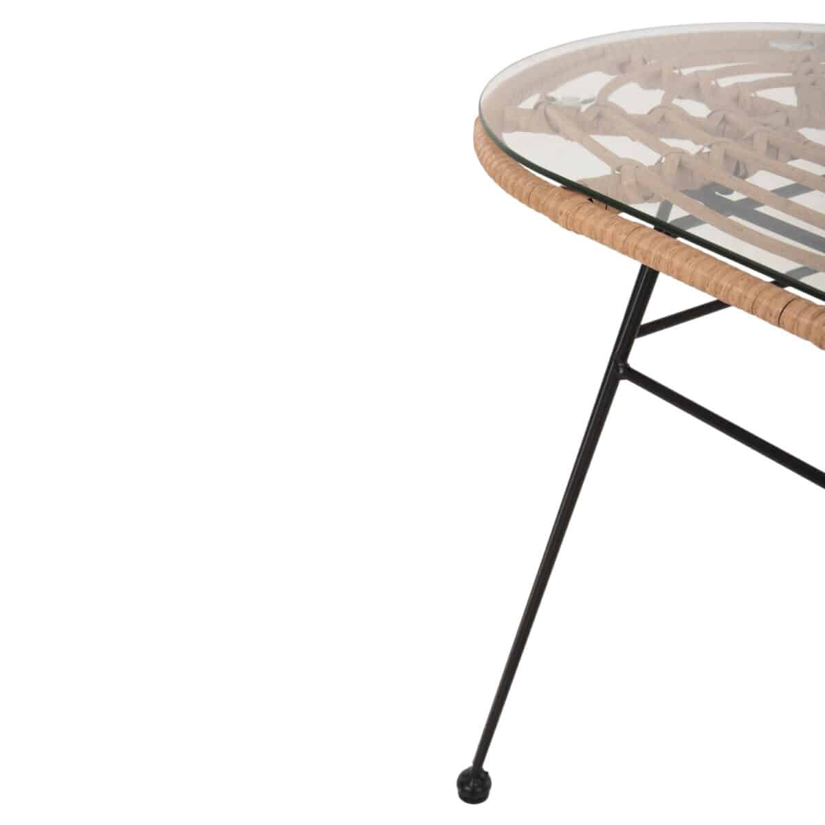 ΤΡΑΠΕΖΙ ΟΒΑΛ ΧΑΜΗΛΟ ALLEGRA HM5695.11 ΜΠΕΖ WICKER-ΜΑΥΡΟ ΜΕΤΑΛΛΟ 100x45x51,5Υεκ. - Image 7