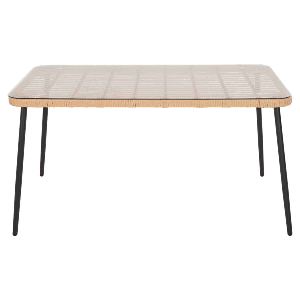 ΤΡΑΠΕΖΙ ΟΡΘΟΓΩΝΙΟ ALLEGRA HM5537.11 ΜΕΤΑΛ.ΜΑΥΡΟ-P.E. RATTAN ΦΥΣΙΚΟ 139,5x79,5x73Υεκ. - Image 3