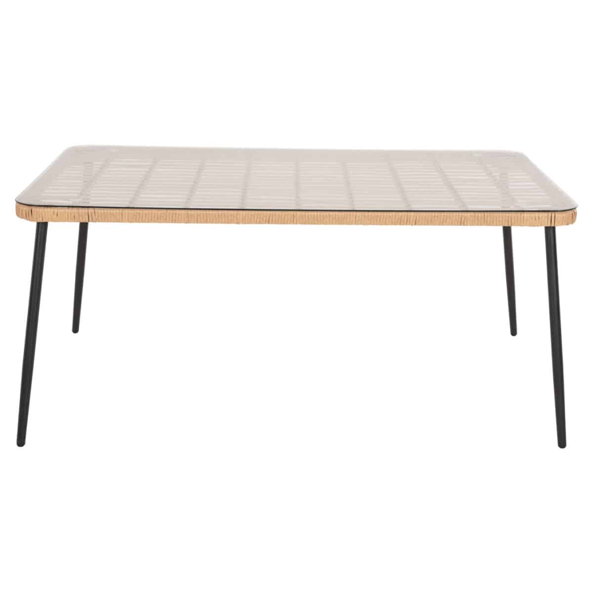 ΤΡΑΠΕΖΙ ΟΡΘΟΓΩΝΙΟ ALLEGRA HM5538.11 ΜΕΤΑΛ.ΜΑΥΡΟ-P.E. RATTAN ΦΥΣΙΚΟ 159,5x89,5x72Υεκ. - Image 3