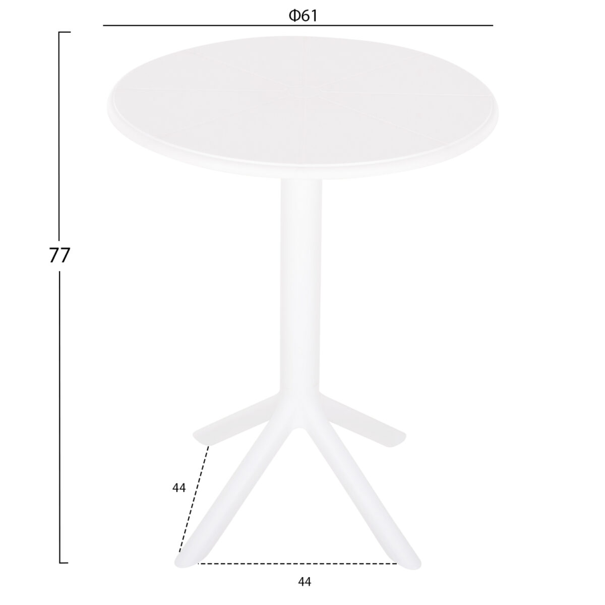 ΤΡΑΠΕΖΙ ΠΟΛΥΠΡΟΠΥΛΕΝΙΟΥ ΣΤΡΟΓΓΥΛΟ TERRIN HM6124.11 ΛΕΥΚΟ Φ61x77Υεκ. - Image 2