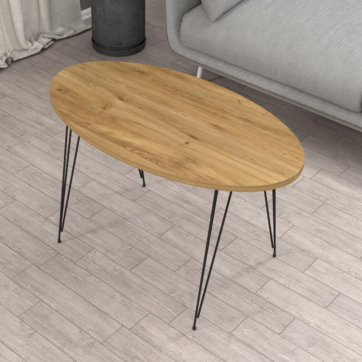 ΤΡΑΠΕΖΙ ΣΑΛΟΝΙΟΥ GRANIT HM18177.04 ΜΕΛΑΜΙΝΗ ΣΕ ΦΥΣΙΚΟ ΞΥΛΟΥ-ΜΕΤΑΛ.ΠΟΔΙΑ 90x50x42Υεκ - Image 4