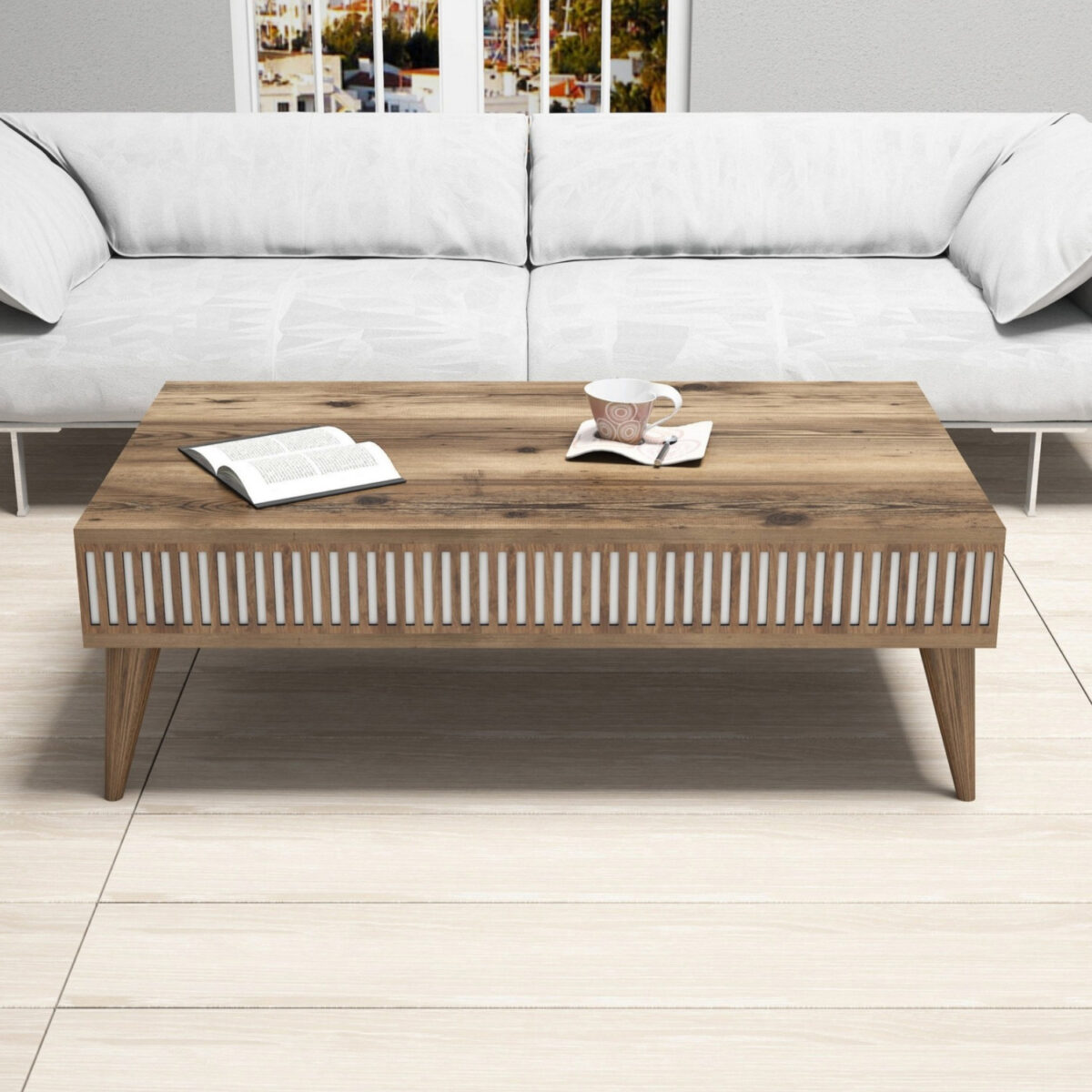 trapezi-salonioy-fb9950501-melaminis-kar-3 ΤΡΑΠΕΖΙ ΣΑΛΟΝΙΟΥ HM9505.01 ΜΕΛΑΜΙΝΗΣ ΚΑΡΥΔΙ ΜΕ ΛΕΥΚΕΣ ΛΕΠΤΟΜΕΡΕΙΕΣ 105x60x34.6Υεκ. - Image 4