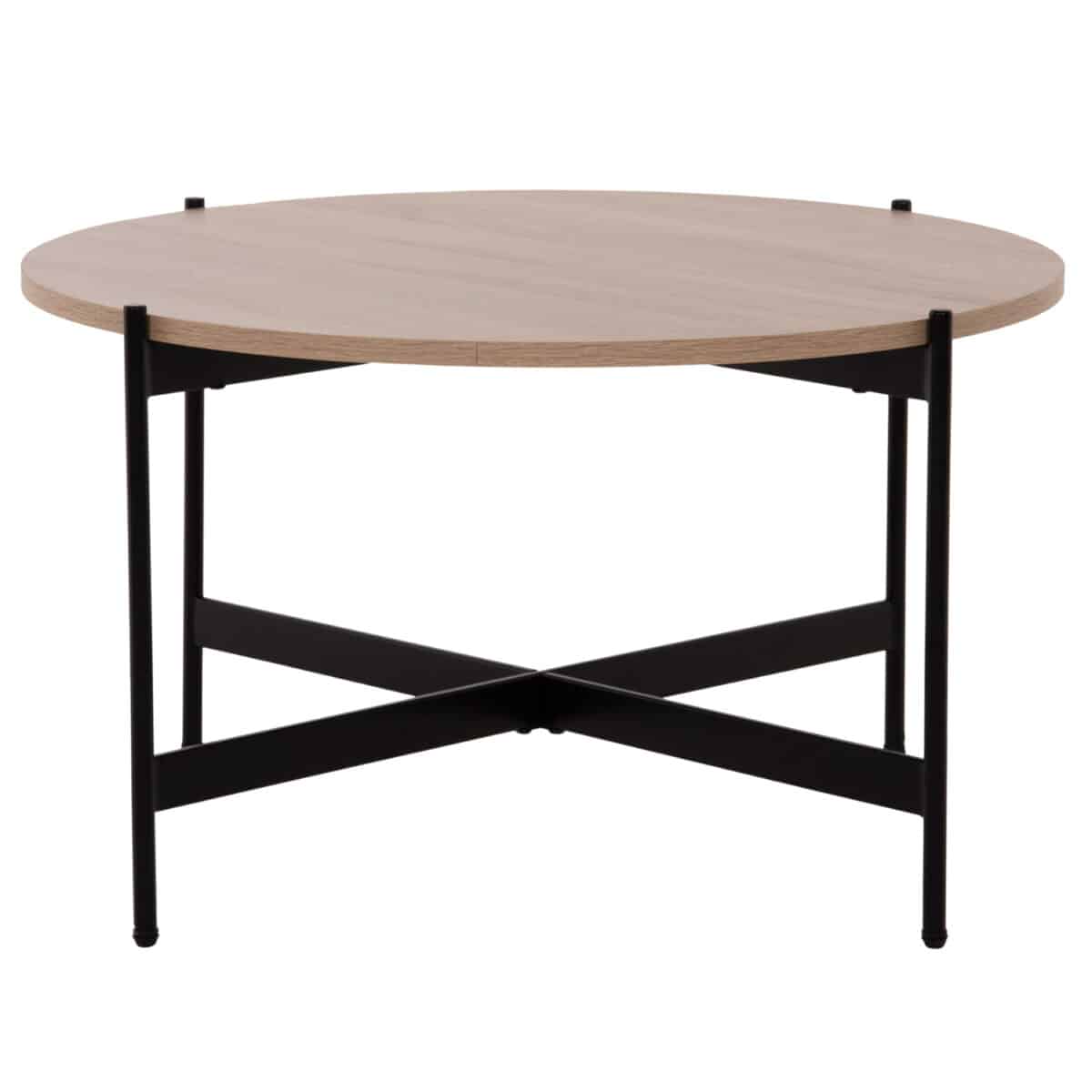 ΤΡΑΠΕΖΙ ΣΑΛΟΝΙΟΥ HM9588.03 MDF ΣΟΝΑΜΑ-ΜΑΥΡΗ ΜΕΤΑΛΛΙΚΗ ΒΑΣΗ Φ80x45Υεκ. - Image 3