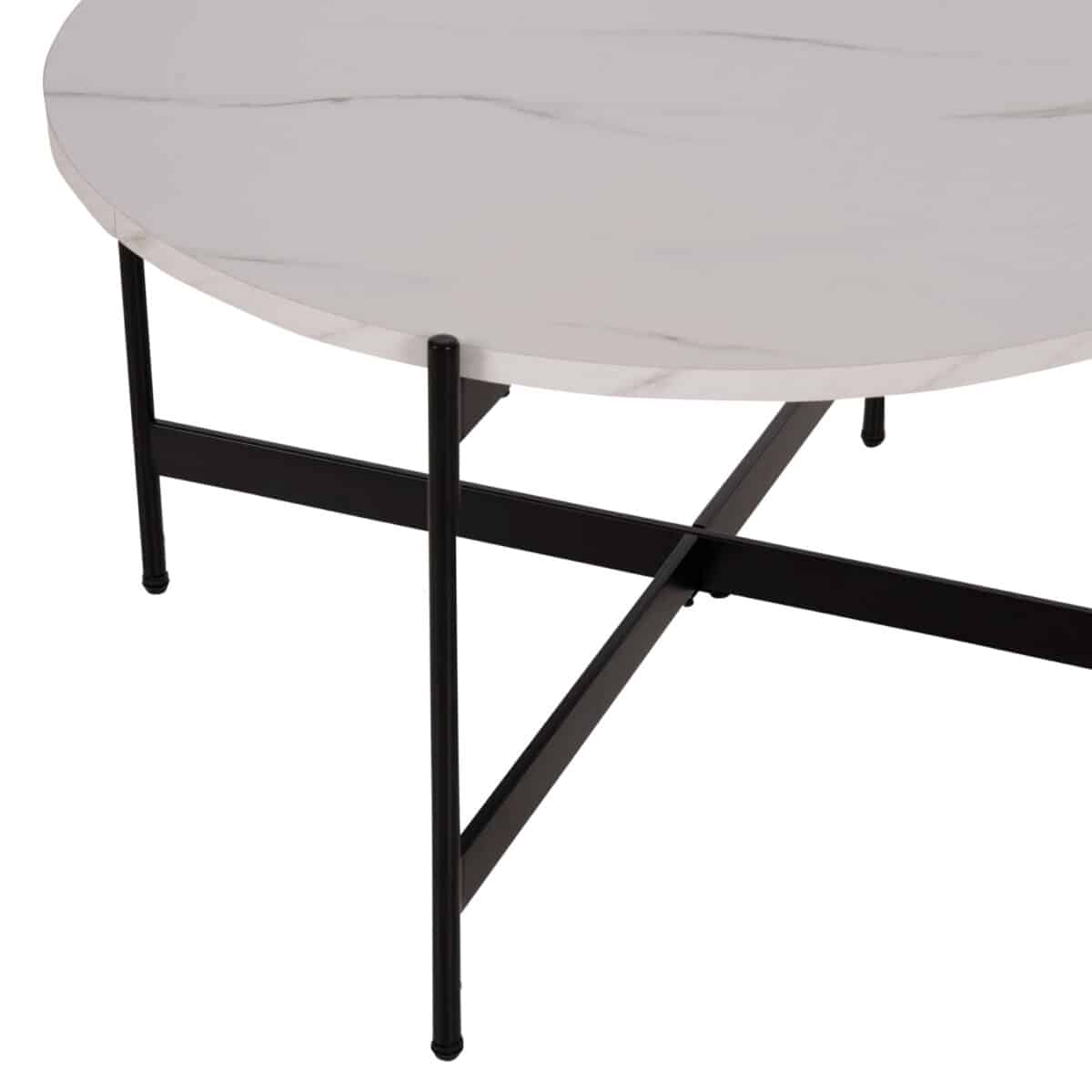 ΤΡΑΠΕΖΙ ΣΑΛΟΝΙΟΥ HM9588.05 MDF ΛΕΥΚΟ ΜΑΡΜΑΡΟ-ΜΑΥΡΗ ΜΕΤΑΛΛΙΚΗ ΒΑΣΗ Φ80x45Υεκ. - Image 4