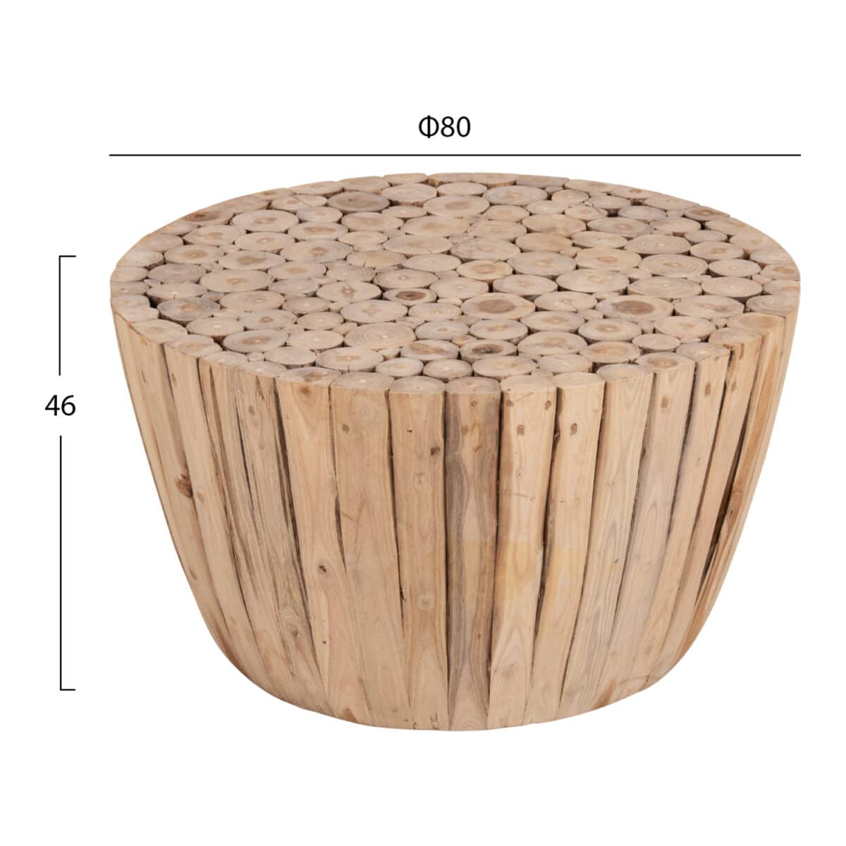 trapezi-salonioy-fb99804-xylo-teak-se-fy-1 ΤΡΑΠΕΖΙ ΣΑΛΟΝΙΟΥ HM9804 ΞΥΛΟ ΤΕΑΚ ΣΕ ΦΥΣΙΚΟ Φ80x46Yεκ. - Image 2