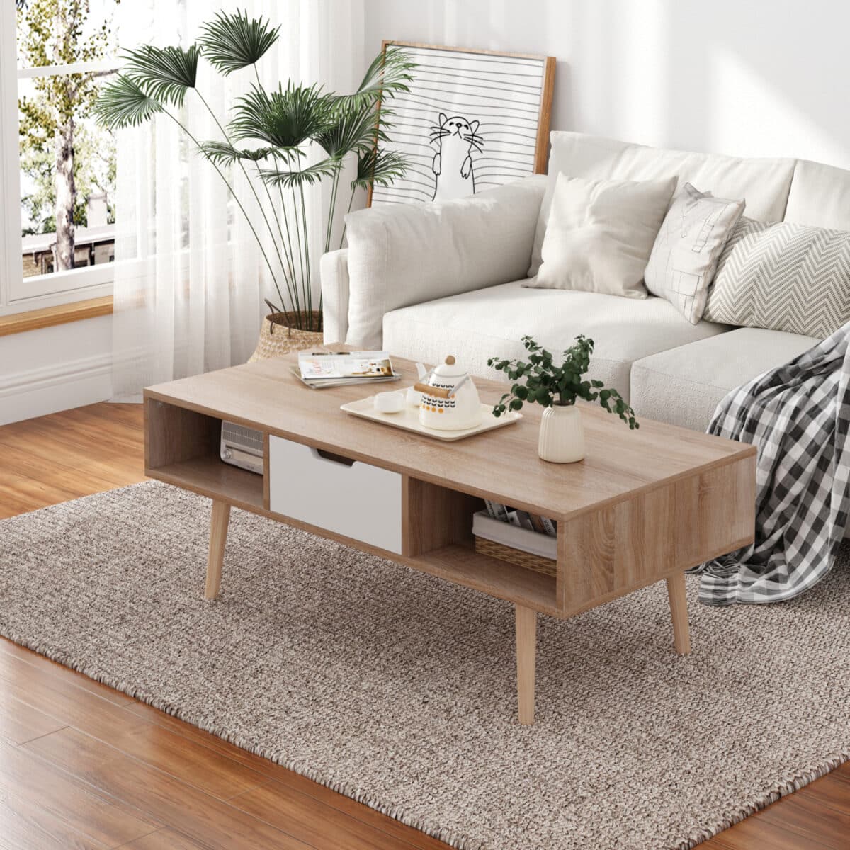 ΤΡΑΠΕΖΙ ΣΑΛΟΝΙΟΥ KRENER HM9877.04 ΜΕΛΑΜΙΝΗ ΣΟΝΑΜΑ-ΛΕΥΚΟ-ΠΟΔΙΑ ΜΑΣΙΦ ΠΕΥΚΟ 104Χ50Χ42Υ - Image 3